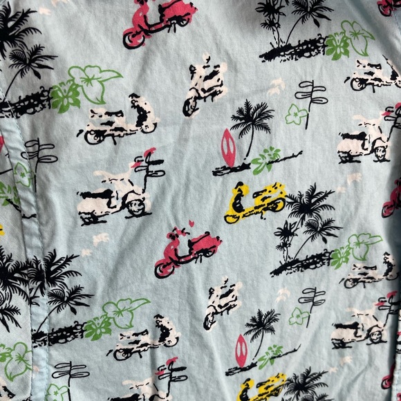 Cactus Man Ricky Singh blue Vespa/palm tree short sleeve button down size small - Picture 2 of 4